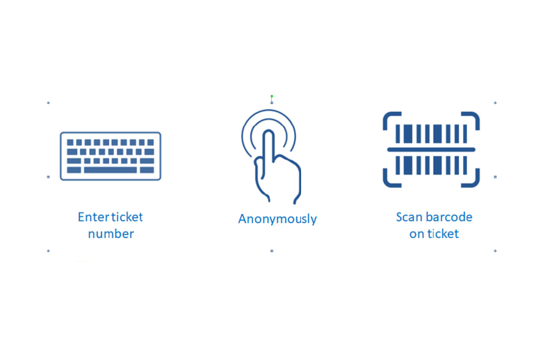 SMARTSURVEYSTM Customer Feedback Solutions enables customers to select their preferred methods in submitting their feedback. To link the feedback to the service they have just received, they can enter their ticket number or scan barcode/ QR code on their ticket. Alternatively, they can also provide feedback anonymously at the kiosk or online.