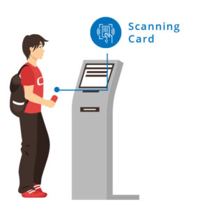 Scanning their ID card or member card