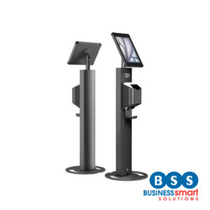 Compact iPad Air 13 Printer Kiosk for Large Format Badge Management Stand