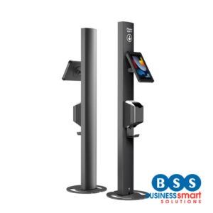 Full-Height iPad 10.2 Printer Kiosk for Badge Printing | 1.5m Visibility Stand