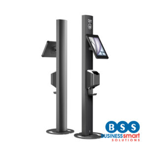 Full-Height iPad Air 13 Printer Kiosk for Badge Printing | 1.5m Visibility Stand
