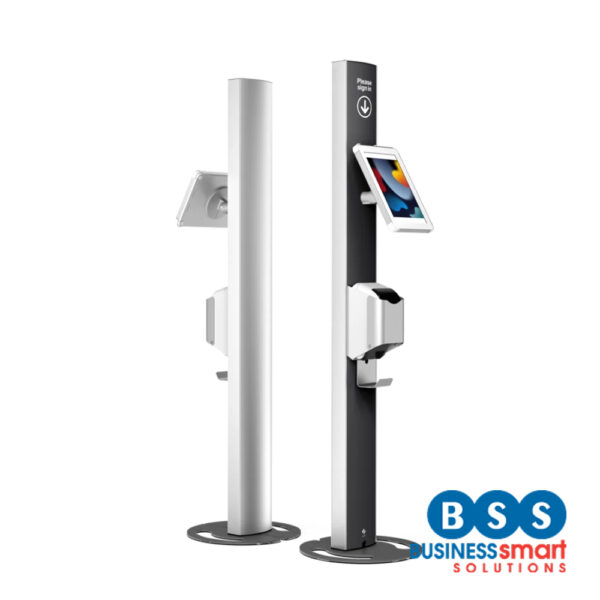 Full-Height iPad 10.2 Printer Kiosk for Badge Printing | 1.5m Visibility Stand