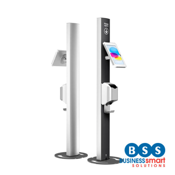 Full-Height iPad 11 Printer Kiosk for Badge Printing | 1.5m Visibility Stand