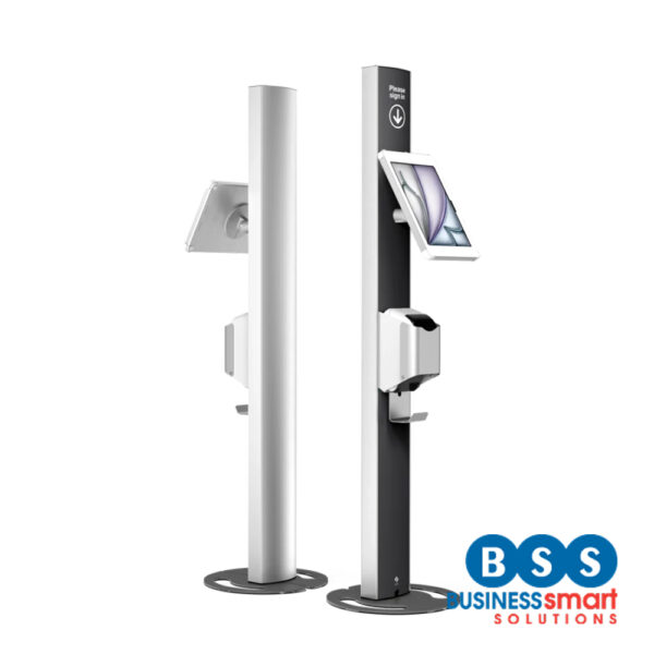 Full-Height iPad Air 13 Printer Kiosk for Badge Printing | 1.5m Visibility Stand